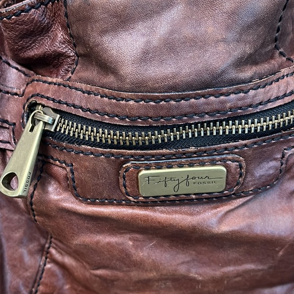 FOSSIL “ FIFTY FOUR” BROWN LEATHER SHOULDER BAG - Picture 3 of 16